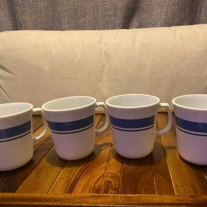 Corelle by Corning Jennie Blue/Green D-Handle Coffee Mugs Cups - Set of 4 (S2)